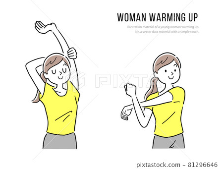 Vector Illustration Material: Young woman doing flexible upper body exercise Vector Illustration Material: Young woman doing flexible upper body exercise 81296646