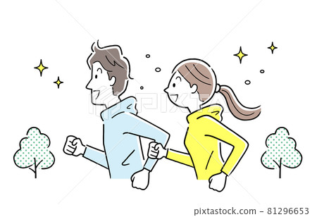 Vector Illustration Material: Men and women, couples, couples jogging outside 81296653