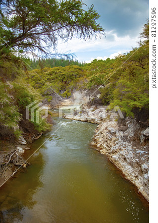 Waiotapu, also spelt Wai-O-Tapu is an active geothermal area at the southern end of the Okataina Volcanic Centre, just north of the Reporoa caldera, in New Zealand's Taupo Volcanic Zone. 81297596