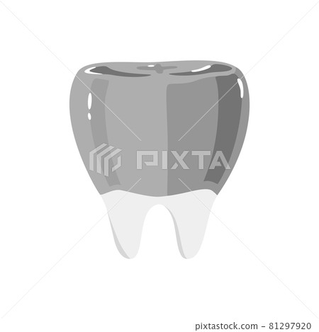 Illustration of teeth. A tooth covered with silver teeth. Illustration of teeth. A tooth covered with silver teeth. 81297920