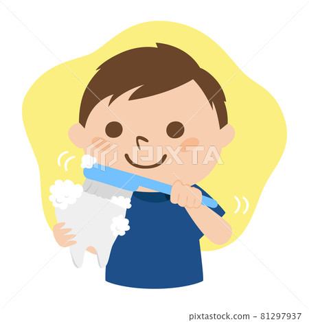 Illustration of a dentist. A male dentist who brushes his teeth cleanly with a toothbrush. Illustration of a dentist. A male dentist who brushes his teeth cleanly with a toothbrush. 81297937