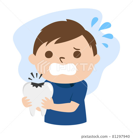 Illustration of a dentist. A male dentist who is in a hurry with a tooth that has become cavities. Illustration of a dentist. A male dentist who is in a hurry with a tooth that has become cavities. 81297940