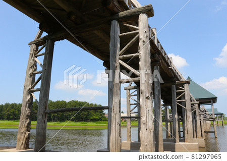 青森縣北津輕區鶴田町藤見湖鶴舞橋日本第一木三鼓橋 青森縣北津輕區鶴田町藤見湖鶴舞橋日本第一木三鼓橋 81297965