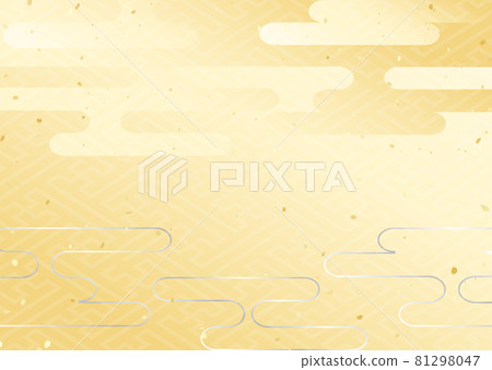 金色華麗的日式花紋 81298047