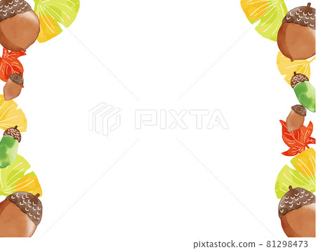秋季落葉與橡子水彩畫框 81298473