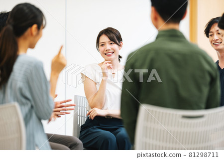 Men and women doing group work Men and women doing group work 81298711