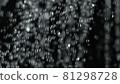 Super Slow Motion Shot of Water Rain at 1000fps Isolated on Black Background. 81298728