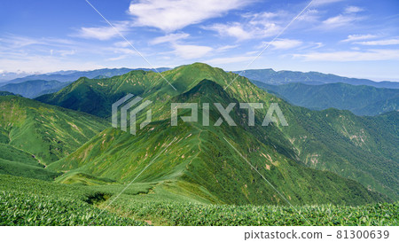 從谷川山脈和小鹿澤之門看萬太郎山 從谷川山脈和小鹿澤之門看萬太郎山 81300639