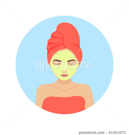 Home spa treatment of woman in a facial mask 81301075