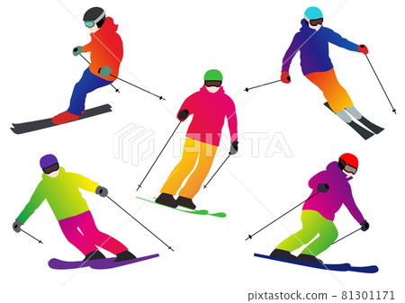 Skier illustration set (white background, vector, crop) 81301171