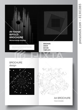 Vector layout of two A4 cover mockups design templates for bifold brochure, flyer, cover design, book design.Black color technology background. Digital visualization of science, medicine, tech concept Vector layout of two A4 cover mockups design templates for bifold brochure, flyer, cover design, book design.Black color technology background. Digital visualization of science, medicine, tech concept 81301865