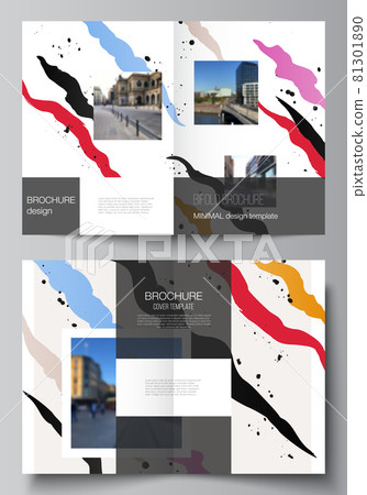 Vector layout of two A4 cover mockups design templates for bifold brochure, flyer, magazine, cover design, book design, brochure cover, agency, corporate, business, portfolio, pitch deck, startup. 81301890