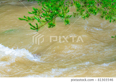 [Flood image] Muddy river [Nagano Prefecture] 81303546