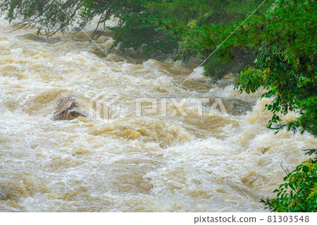 [Flood image] Muddy river [Nagano Prefecture] 81303548