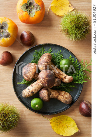 Matsutake mushrooms and autumn ingredients 81304927