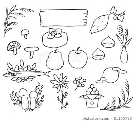 秋天的材料和味道線描 81305750
