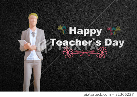 Miniature people Teacher in front of blackboard Miniature people Teacher in front of blackboard 81306227