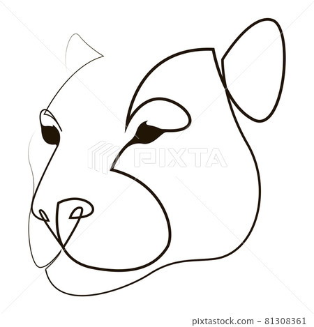 Jaguar head continuous one line drawing. Single line vector illustration. 81308361