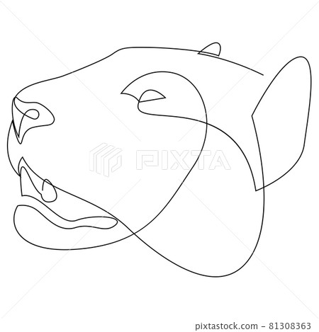 Jaguar head continuous one line drawing. Single line vector illustration. 81308363