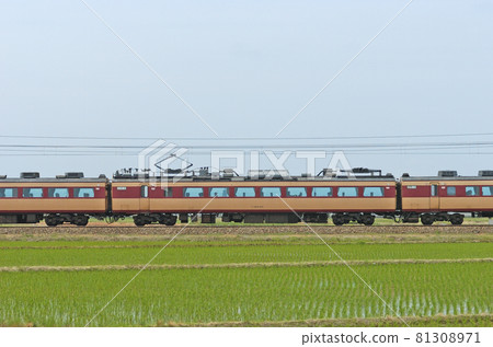 Hokuriku Main Line Mikawa-Kaga Kasama JR West 485 series A10 formation ③ Moha 484-610 (Kyoto) Mountain side 81308971