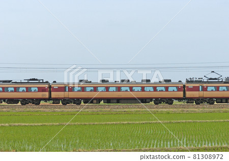 Hokuriku Main Line Mikawa-Kaga-Kasama JR West 485 series A10 formation ⑦ Moha 485-119 (Kyoto) Mountain side 81308972