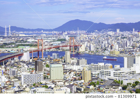 View from Mt. Takato Beautiful Wakato Ohashi Bridge (Kitakyushu City, Fukuoka Prefecture) View from Mt. Takato Beautiful Wakato Ohashi Bridge (Kitakyushu City, Fukuoka Prefecture) 81309971