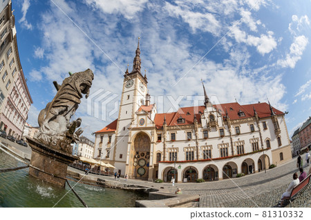Hercules fountain with Town Hall in Olomouc (UNESCO) Czech Republic 81310332