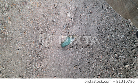 A moraine lake among a glacier covered with rocks A moraine lake among a glacier covered with rocks 81310786