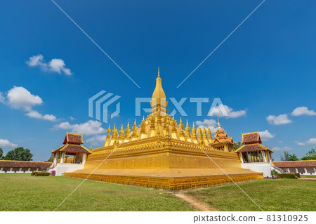 Vientiane Laos, city skyline at Wat Phra That Luang Golden Pagoda Vientiane Laos, city skyline at Wat Phra That Luang Golden Pagoda 81310925