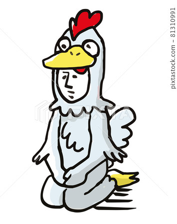 New Year's card material: A person wearing a sitting chicken costume New Year's card material: A person wearing a sitting chicken costume 81310991