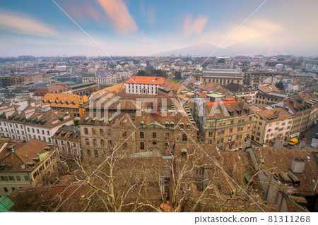 Top view of Geneva skyline from the Cathedral of Saint-Pierre Top view of Geneva skyline from the Cathedral of Saint-Pierre 81311268