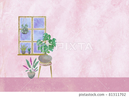 Image of foliage plants and interior watercolor illustration house Image of foliage plants and interior watercolor illustration house 81311702