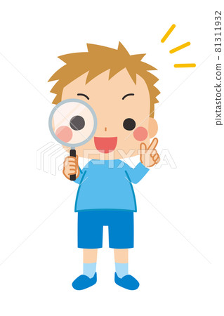 Illustration of a cute little boy explaining... - Stock Illustration ...