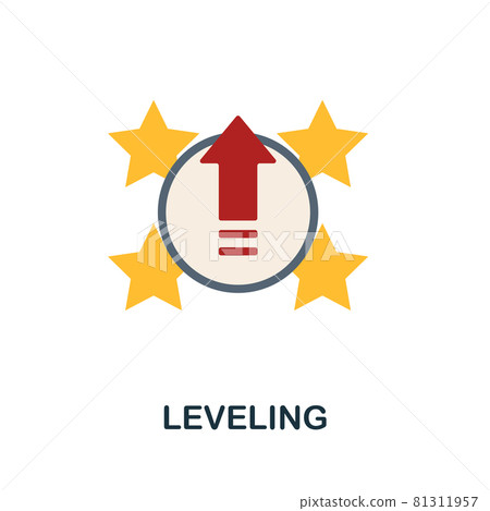 Leveling flat icon. Simple sign from gamification collection. Creative Leveling icon illustration for web design, infographics and more 81311957