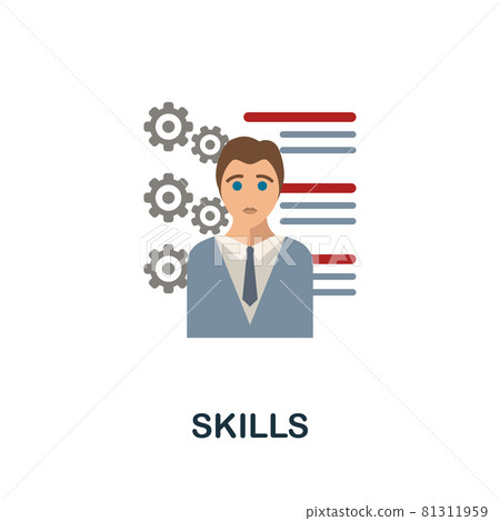 Skills flat icon. Simple sign from gamification collection. Creative Skills icon illustration for web design, infographics and more 81311959