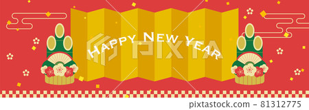 Kadomatsu and folding screen background material for New Year Kadomatsu and folding screen background material for New Year 81312775