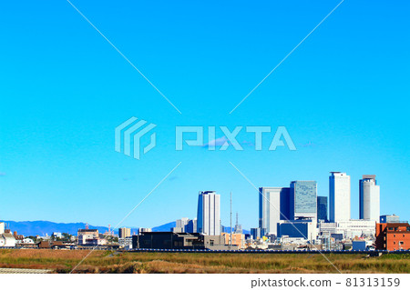 Scenery of the skyscrapers in front of Nagoya Station Station as seen from the Shonai River 81313159
