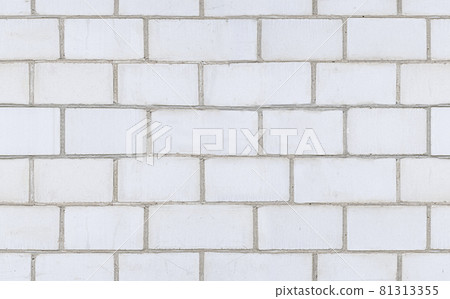 White brick wall seamless texture. White concrete wall texture background. 81313355