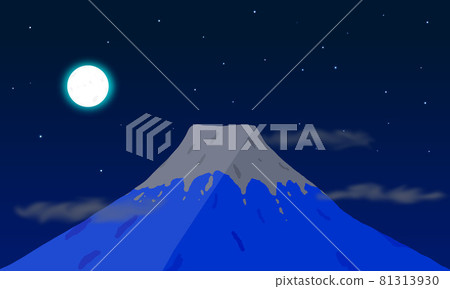 晚上的富士山和滿月 81313930