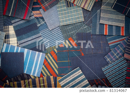 Japanese pattern, various weaves, background material, fabric, woven fabric, indigo dyeing, scraps, scraps 81314067