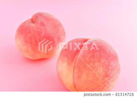 Image of peach. Pink background 81314728