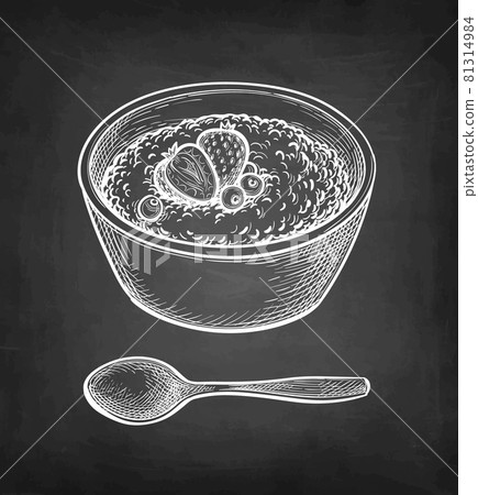 Chalk sketch of oatmeal. 81314984