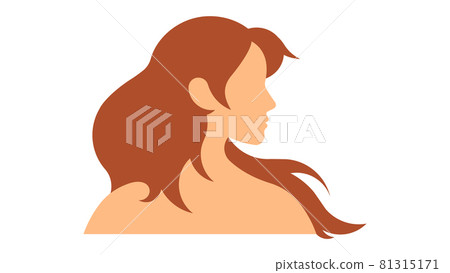 Female silhouette with lush long hair. Modern, contemporary female profile with hair in the wind. Female silhouette with lush long hair. Modern, contemporary female profile with hair in the wind. 81315171