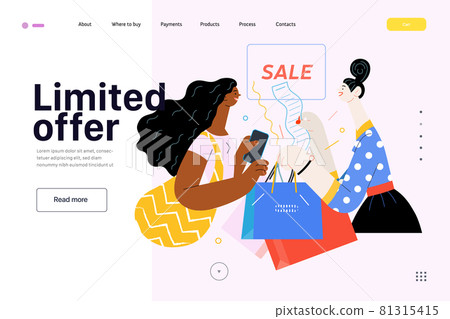 Discounts, sale, promotion, web template. Flat vector 81315415