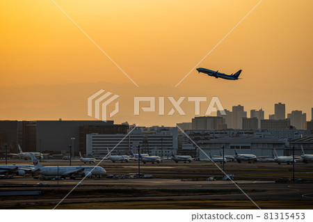 Passenger plane taking off from Haneda Airport 81315453