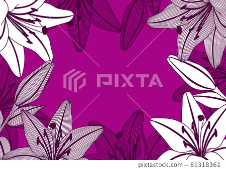 Background with stylized lily flowers. Decorative image of beautiful buds. 81318361