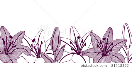 Background with stylized lily flowers. Decorative image of beautiful buds. Background with stylized lily flowers. Decorative image of beautiful buds. 81318362