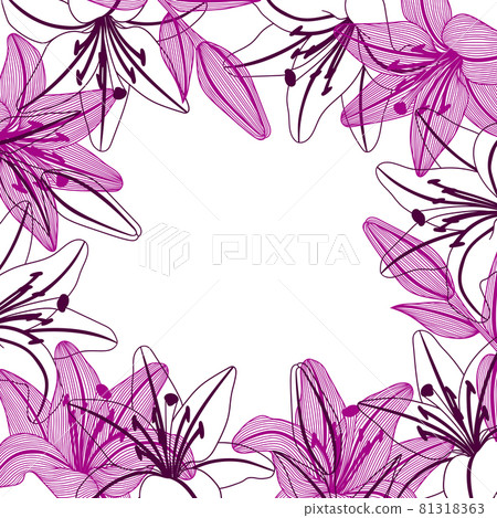 Background with stylized lily flowers. Decorative image of beautiful buds. 81318363