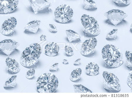 Beautiful Shiny Diamond in Brilliant Cut on White Background,- Crystal Background 81318635