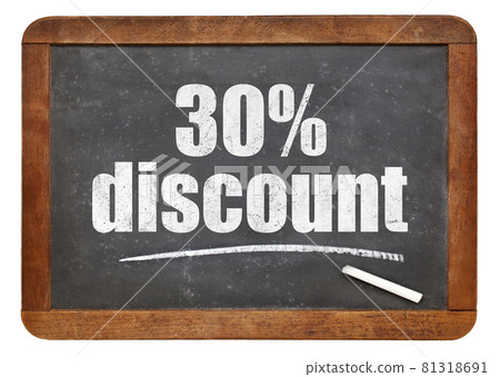 thirty percent discount blackboard sign thirty percent discount blackboard sign 81318691